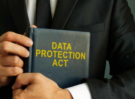 Illustration representing Data Privacy Laws with secure digital data, privacy shield, lock icon, and protected personal information.