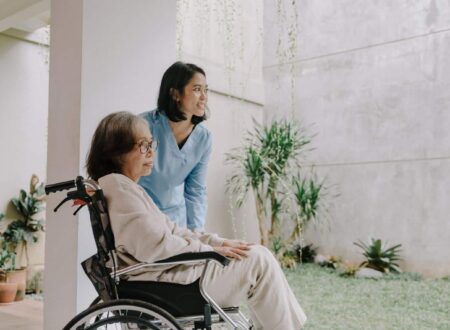 Elderly nursing home resident with family members consulting a lawyer about a nursing home negligence lawsuit over inadequate care and neglect.