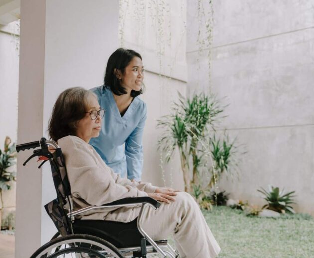 Elderly nursing home resident with family members consulting a lawyer about a nursing home negligence lawsuit over inadequate care and neglect.
