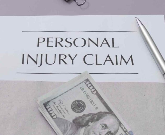 Personal Injury Settlement illustration showing a signed legal agreement, compensation documents, and a lawyer discussing a claim with an injured client.