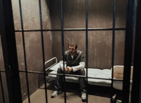 Aggravated Assault Sentence courtroom scene showing a judge delivering a criminal sentence while the defendant stands before the bench.