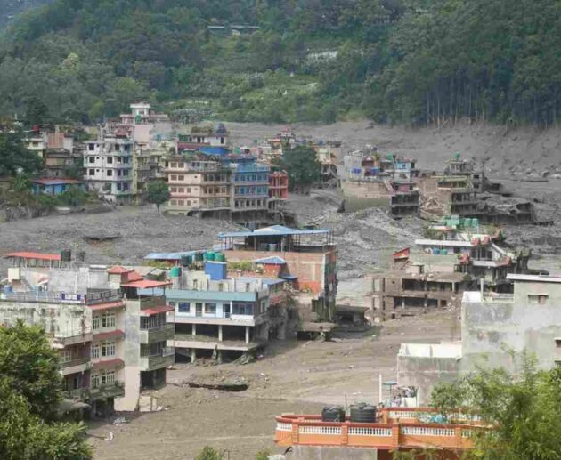 Nepal Flood 2026 causing severe flooding, damaged roads, and widespread disruption in affected communities.
