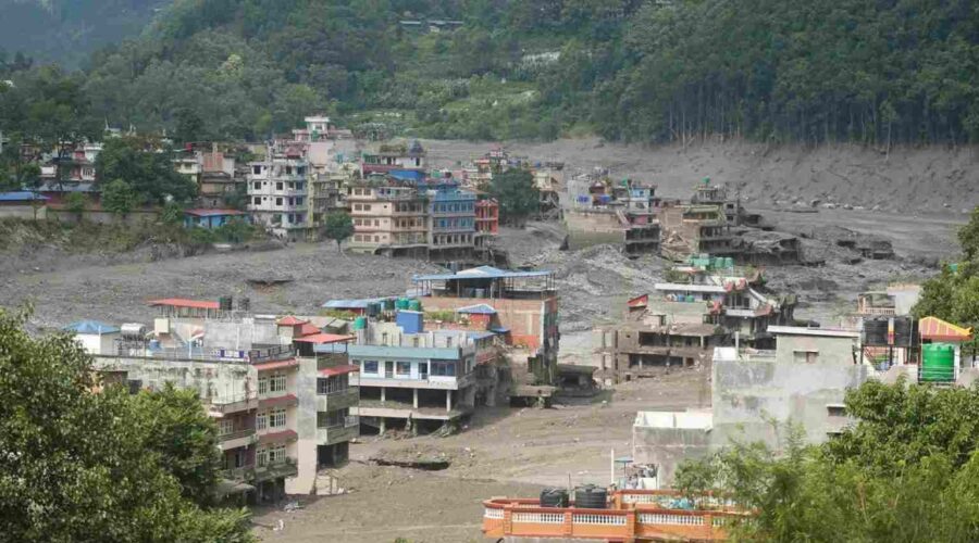 Nepal Flood 2026 causing severe flooding, damaged roads, and widespread disruption in affected communities.