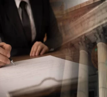 Gavel and medical mesh implant beside courtroom documents representing a hernia mesh lawsuit