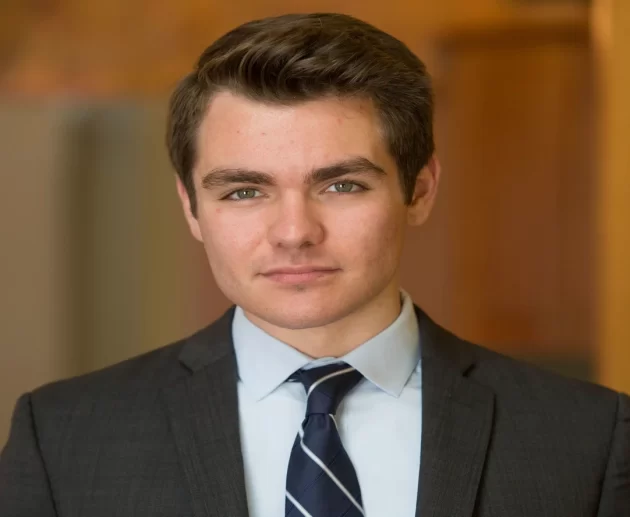 Nick Fuentes net worth article featured graphic with income source icons