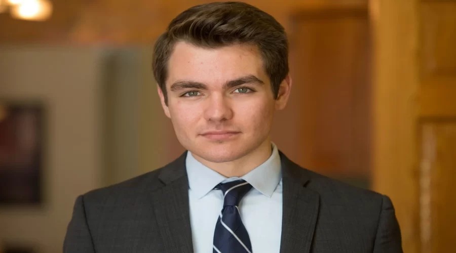 Nick Fuentes net worth article featured graphic with income source icons