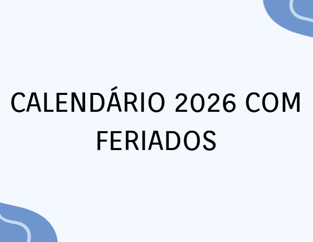 Calendário 2026 com Feriados