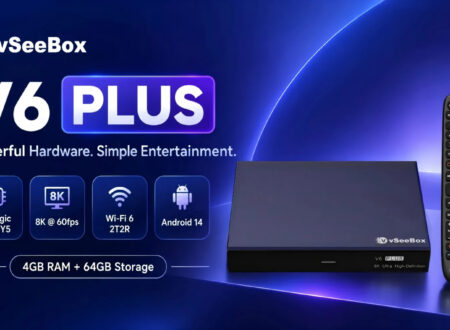 Android streaming box connected to a living room television